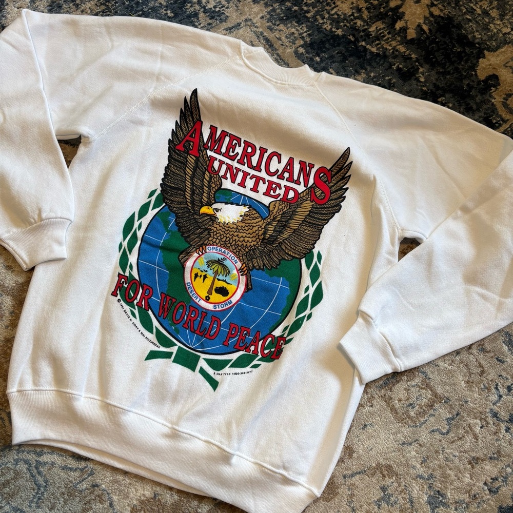 Vintage Operation Desert Storm Sweatshirt 1990 Bald Eagle Graphic War Large